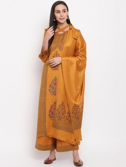 HK colours of fashion - Mustard Viscose Woven Unstitched Dress Material (Set of 3)