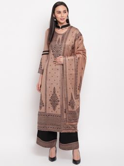 HK colours of fashion - Light Brown Viscose Woven Unstitched Dress Material (Set of 3)