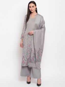 HK colours of fashion - Silver Viscose Woven Unstitched Dress Material (Set of 3)