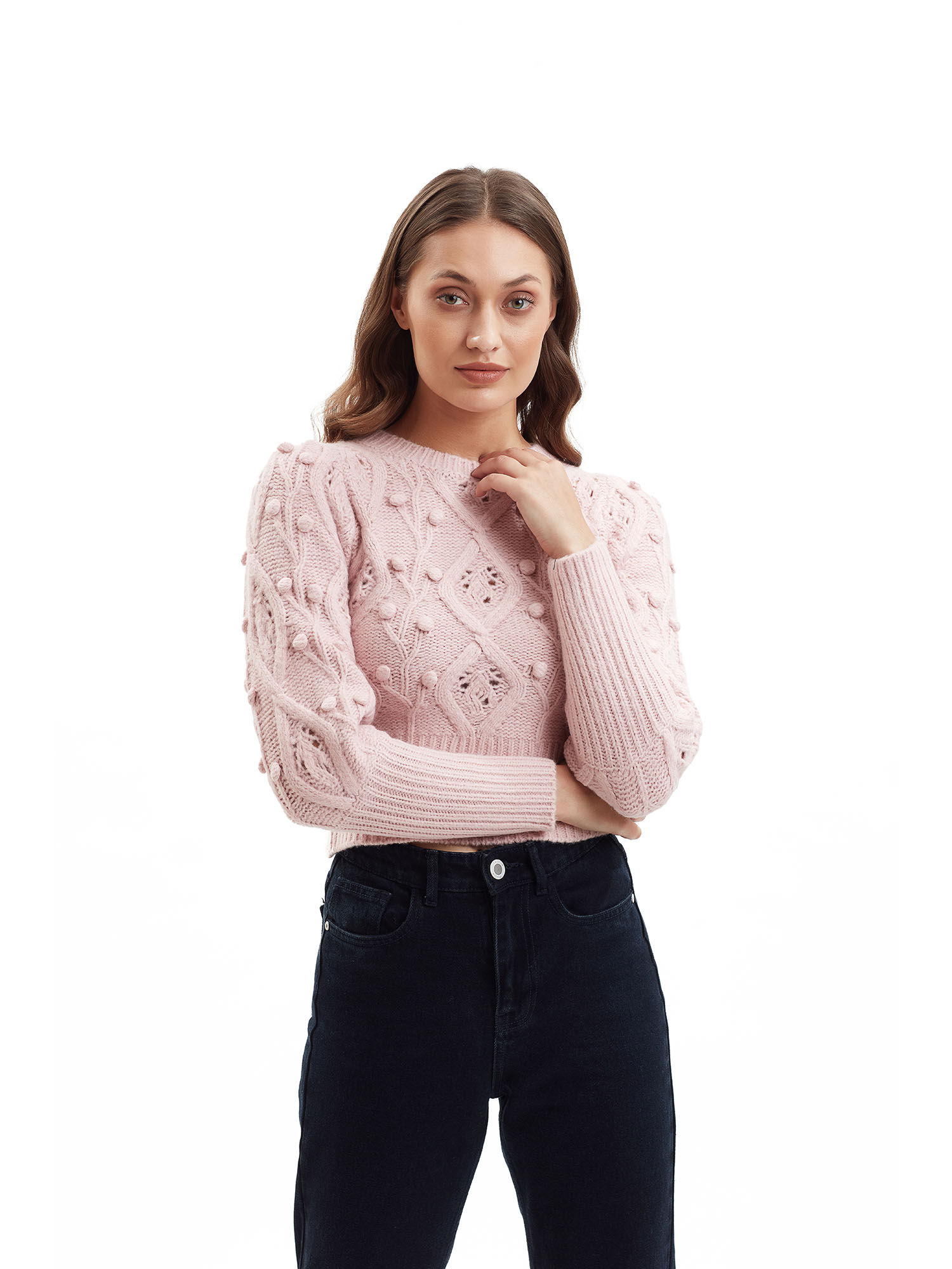 cable crop sweater tee