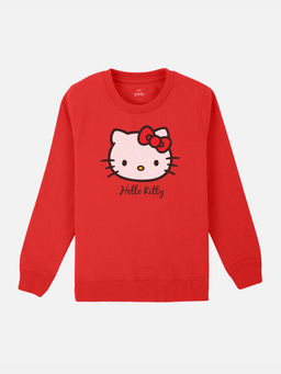 Kidsville - Hello kitty Printed Red Full Sleeve Sweater