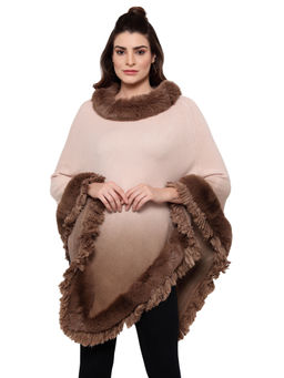 Mafadeny - Women Solid Brown Viscose Ponchos