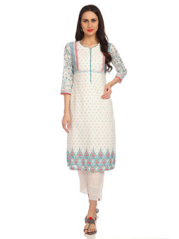 Biba - White Printed Kurta