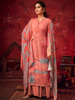 Stylee LIFESTYLE - Coral Pashmina Printed Unstitched Dress Material (Set of 3)