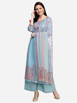 Stylee LIFESTYLE - Blue Pashmina Embroidered Dress Material