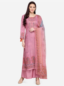 Stylee LIFESTYLE - Pink Pashmina Embroidered Dress Material