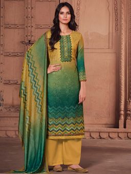 Stylee LIFESTYLE - Yellow Printed Unstitched Dress Material (Set of 3)