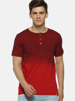 Campus Sutra - Men Colourblockeded Crew Neck Red T-Shirt
