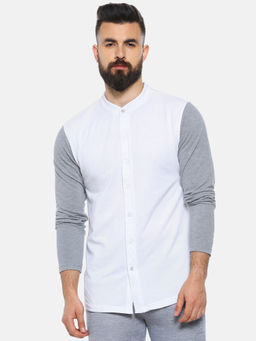 Campus Sutra - Men Color Block Casual White Shirt