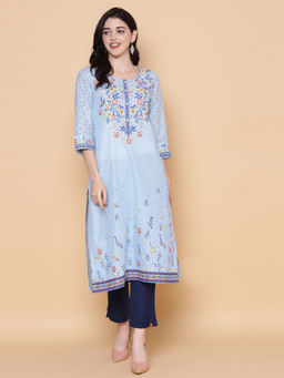 Biba - Blue Printed Kurta