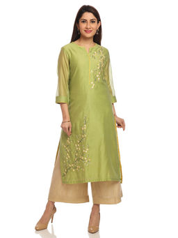 Biba - Green Embroidered Kurta