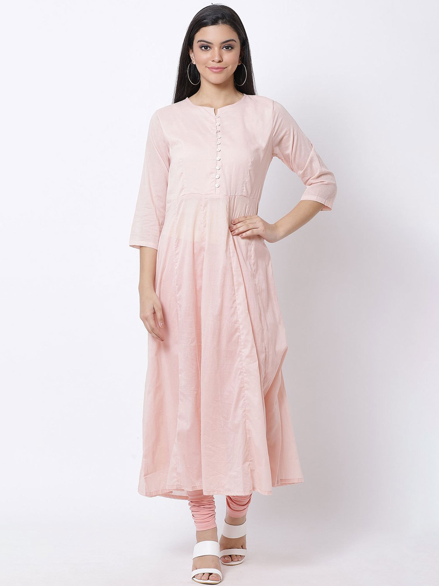 Buy Biba Pink Printed Kurta With Inner 