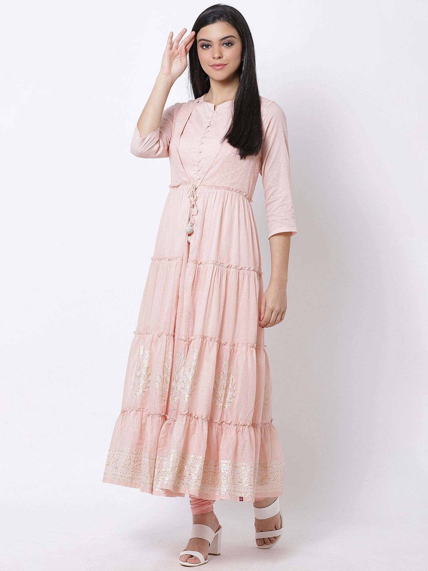 Buy Biba Pink Printed Kurta With Inner 