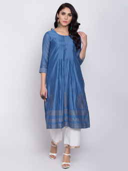 Biba - Blue Solid Kurta