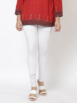 Biba - White Solid Leggings