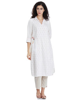 Biba - White Printed A-Line Kurta