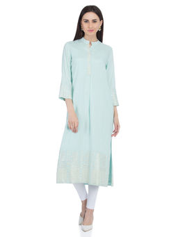 Biba - Blue Solid Straight Kurta