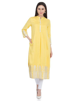 Biba - Yellow Straight Kurta