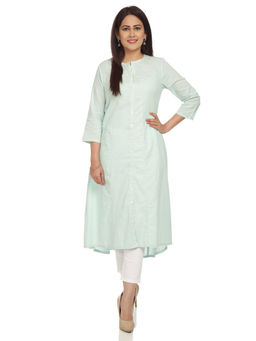 Biba - Blue Solid Asymmetric Kurta