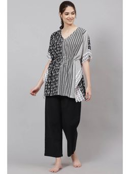 Biba - Black And White Straight Cotton Sleepwear (Set of 2)