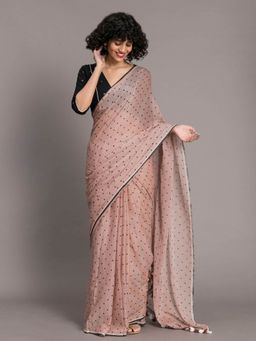 Suta - Peach Printed Pure Cotton Saree without Blouse