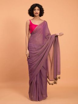 Suta - Lavender Solid Mul Modal Saree With Tassled Pallu and Without Blouse