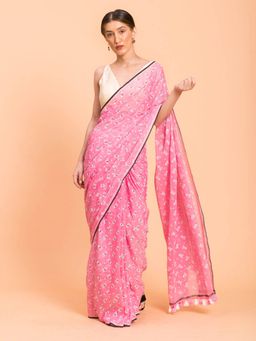 Suta - Pink Printed Pure Cotton Saree without Blouse