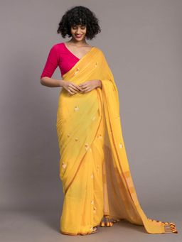 Suta - Yellow Handllom Cotton Woven Saree without Blouse