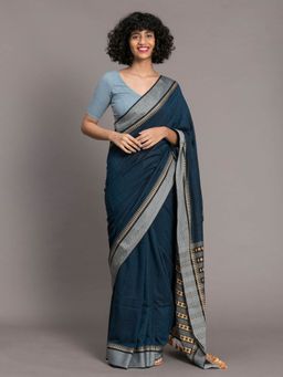 Suta - Blue Handloom Cotton Saree without Blouse