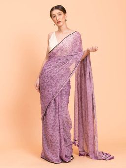 Suta - Lavender Pure Cotton Printed Saree without Blouse