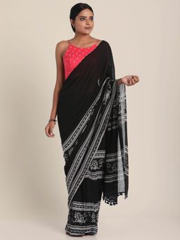 Suta - Black Discharge Printed Pure Cotton Saree Without Blouse
