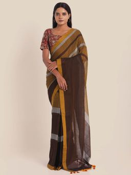Suta - Brown Pure Cotton Saree Without Blouse