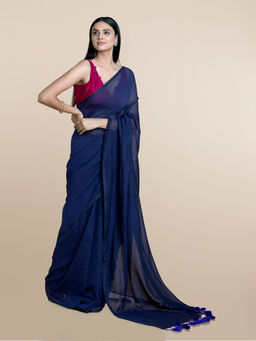 Suta - Blue Cotton Modal Saree without Blouse