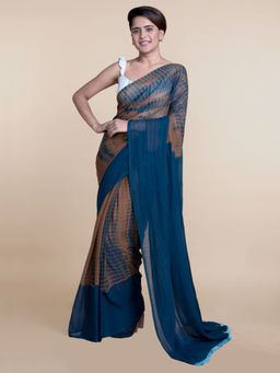 Suta - Red and Maroon Mul Cotton Saree without Blouse