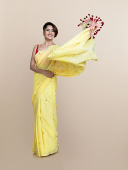 Suta - Yellow Mul Cotton Saree without Blouse
