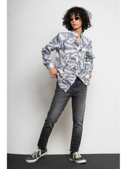 FREAKINS - Unisex White Tropical Print Shirt