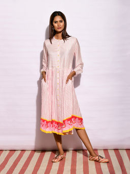 Swati Vijaivargie - In Bloom Off White Striped Crushed Dress