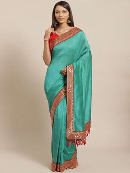 Sareemall - Green Solid Saree Unstitched Blouse