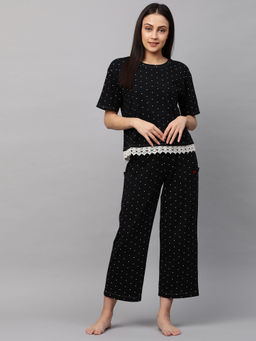 Chemistry - Printed Night Suit - Black