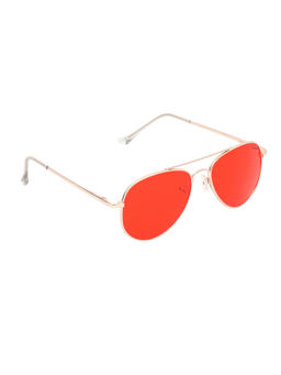Spiky - Gold Frame Red Lens Aviator UV Protection Sunglass SWAV_GOL_RED