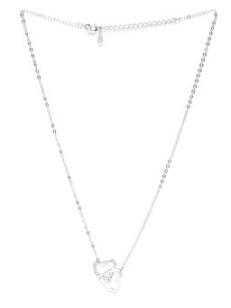 Jewels Galaxy - White Rhodium Plated Stone Studded Handcrafted Pendant Necklace