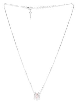 Jewels Galaxy - Rhodium Plated Handcrafted Crystal Pendant Necklace