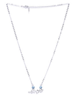 Jewels Galaxy - Blue Rhodium Plated Stone Studded Handcrafted Pendant Necklace