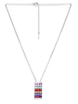 Jewels Galaxy - Rhodium Plated Stone Studded Handcrafted Pendant Necklace