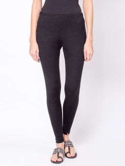 Biba - Black Solid Cotton Leggings