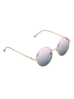 Spiky - Gold Frame Blue Lens Round UV Protection Sunglass SWI_GOLD_GRY