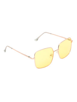 Spiky - Gold Frame Yellow Lens Rectangle UV Protection Sunglass SWRE_GOL_YLW