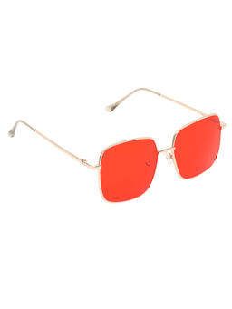 Spiky - Gold Frame Red Lens Rectangle UV Protection Sunglass SWRE_GOLD_RED