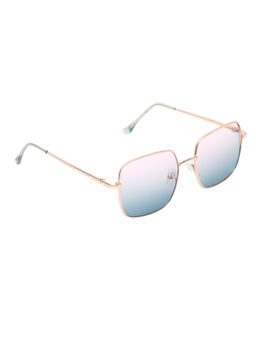 Spiky - Gold Frame Blue Lens Rectangle UV Protection Sunglass SWRE_PINK_BLU
