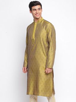 Sanwara - Men Gold Woven Pattern Straight Kurta